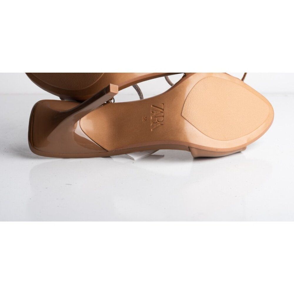 Zara Womens Glossy Mule Strappy Heels Brown US 7.5 EU 38 New with Defects - Picture 9 of 9